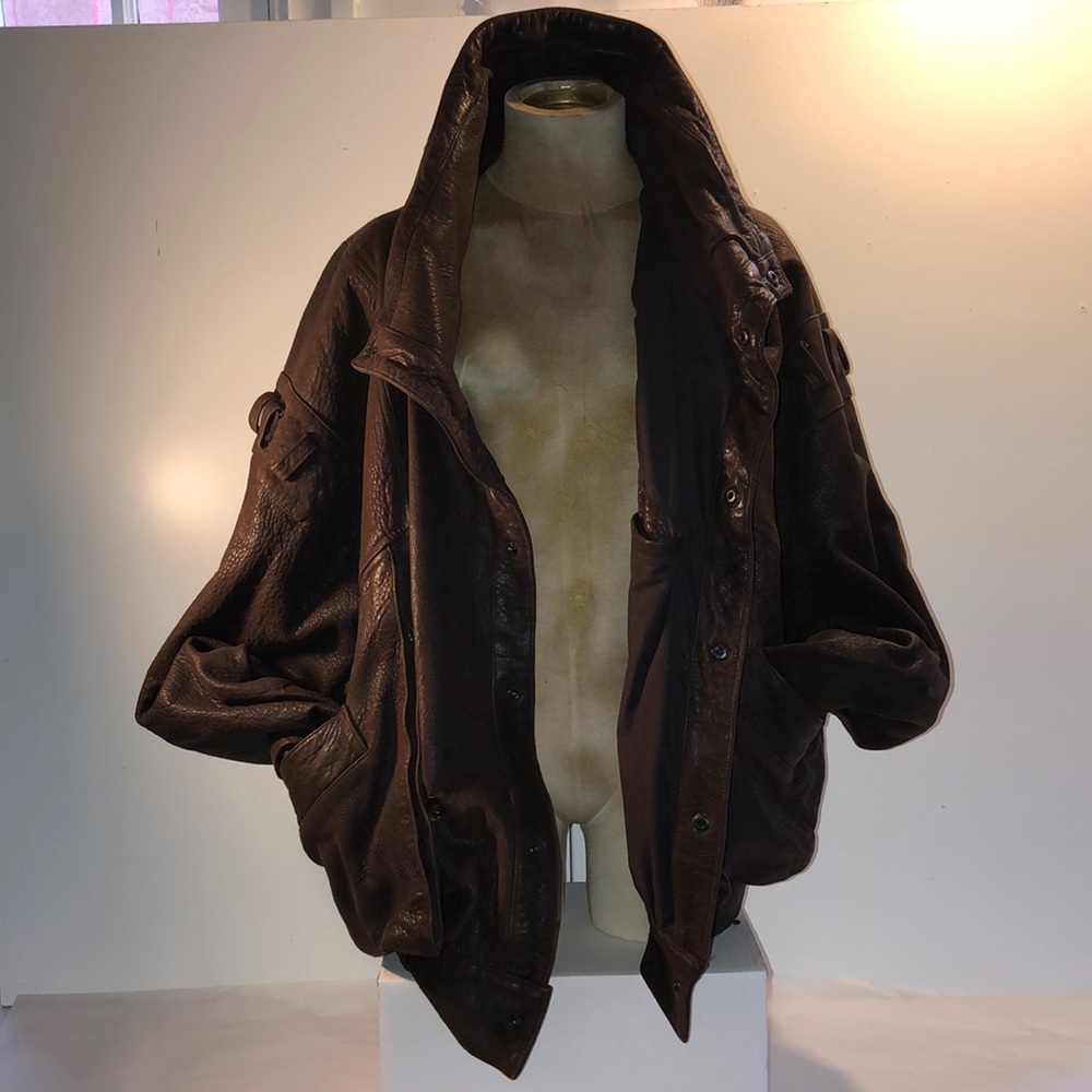 Vintage futuristic Philip Monet pebbled leather bomber jacket size large/XL - Picture 2 of 15